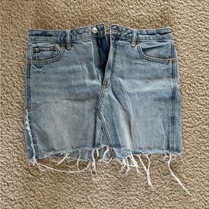 American Eagle Outfitters Light Blue Frayed Pencil Skirt